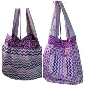 (981) Reversible Patchwork Tote Shoulder Bag